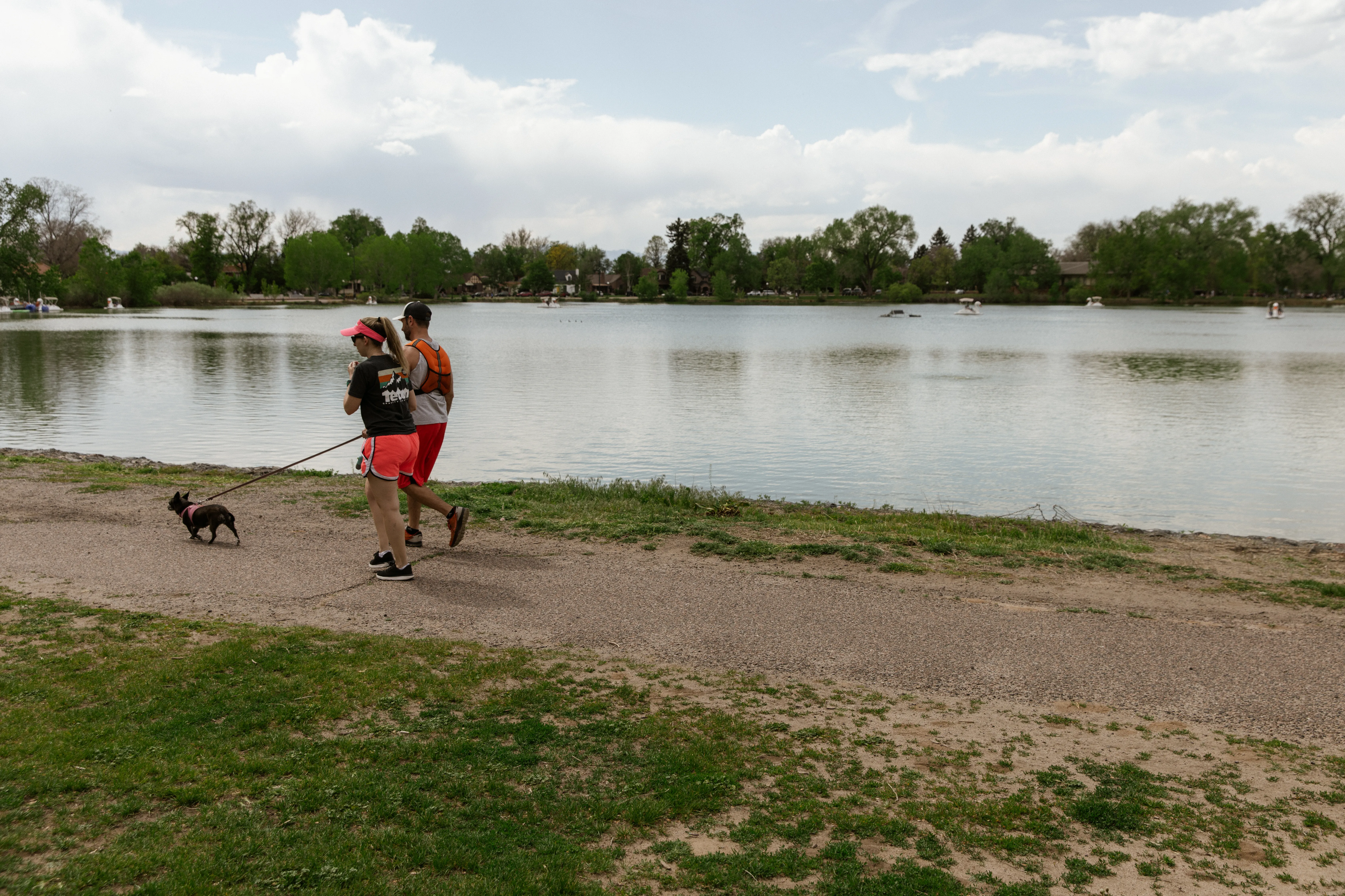 Dog walkers along the Washington Park lake loop